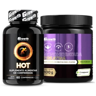 Hot Termogênico 60 Caps + Creatina 100g Creapure Growth