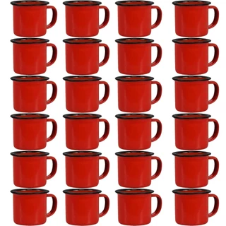 Caneca Esmaltada Retro Antiga Vermelha 150ml 24 Unidades