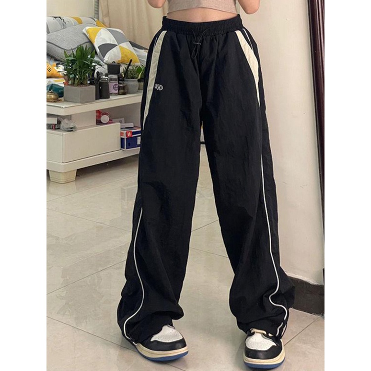 Roupa Mulher Calça De Dragão Y2k Feminina Retro Sólida Solta Casual Perna Larga Sweatpant High Waist Autumn Winter