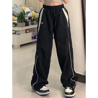Roupa Mulher Calça De Dragão Y2k Feminina Retro Sólida Solta Casual Perna Larga Sweatpant High Waist Autumn Winter