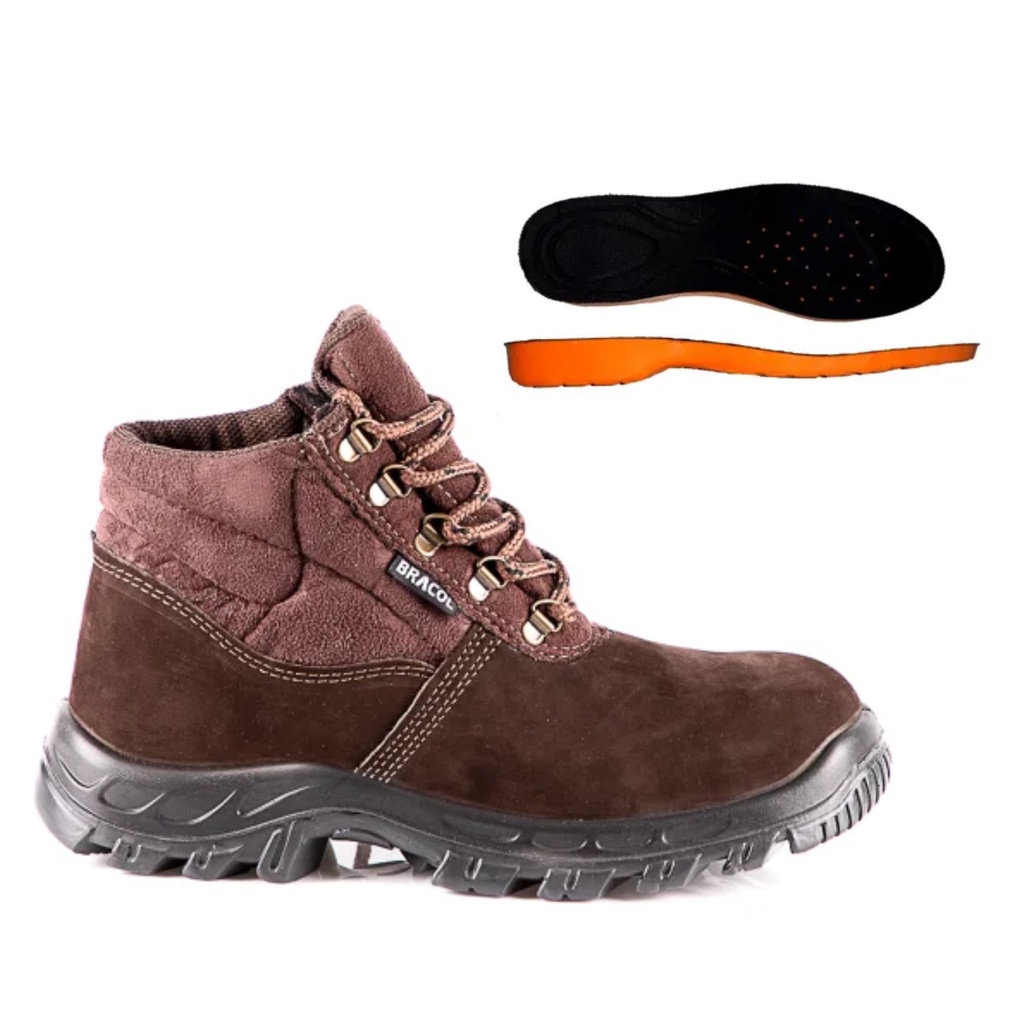 Bota De Segurança Bracol Nobuk Bico Pvc + Palmilha Anatômica | Shopee ...