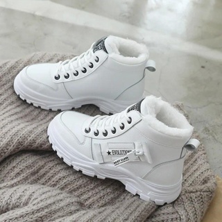 Sapatos Quentes De Inverno Femininos Tênis De Algodão Grosso De Veludo Botas Para Neve Brancos