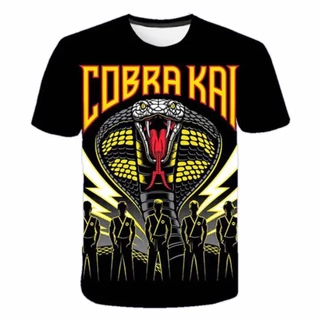 Camiseta Manga Curta De Verão Boy Cobra Kai Anime 3D Cartoon Roupa Harajuku Grande Top