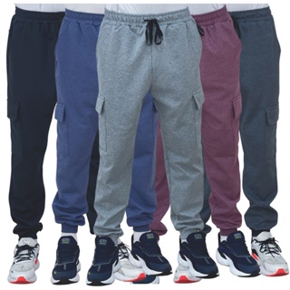 Calça Cargo Moletom 6 Bolsos Estilo Jogger Tecido Macio