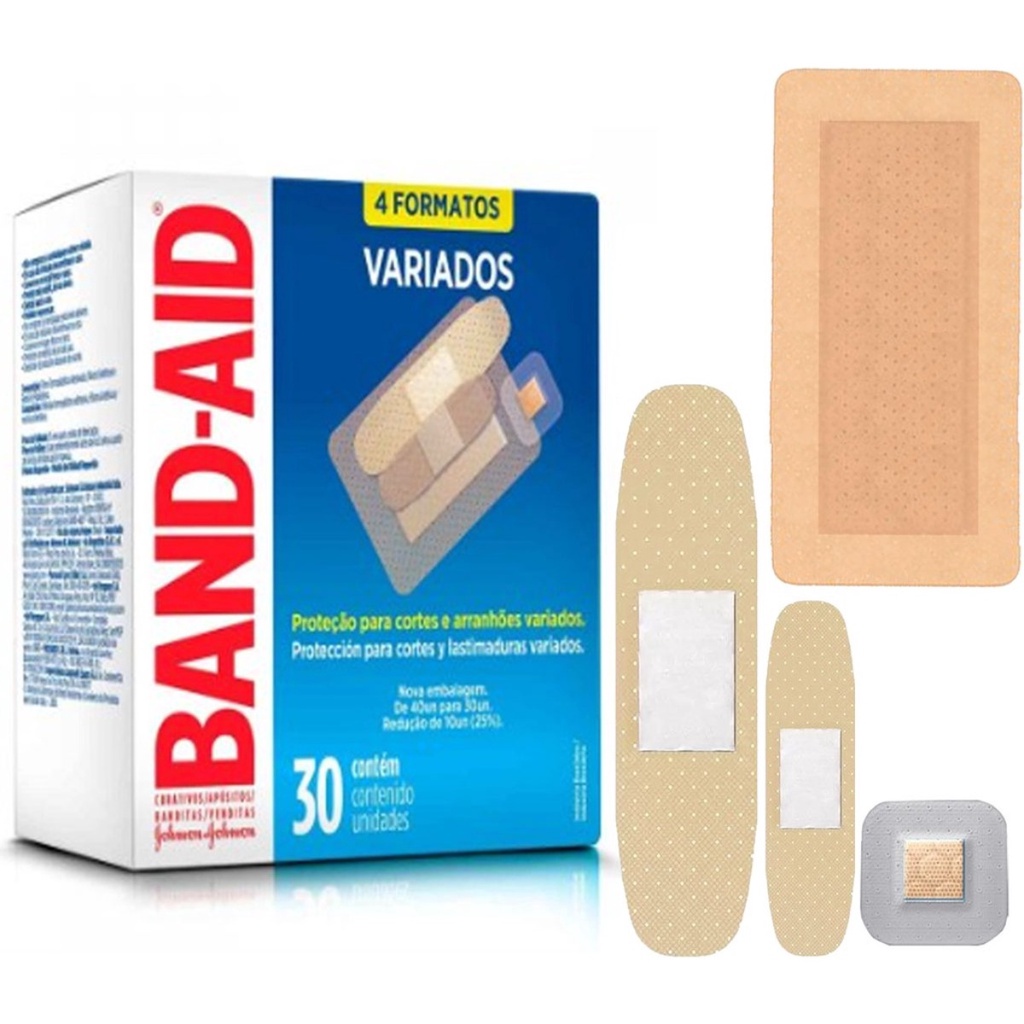 Curativo Band-aid 30 Curativos Sortidos 4 Tipos De Formatos para