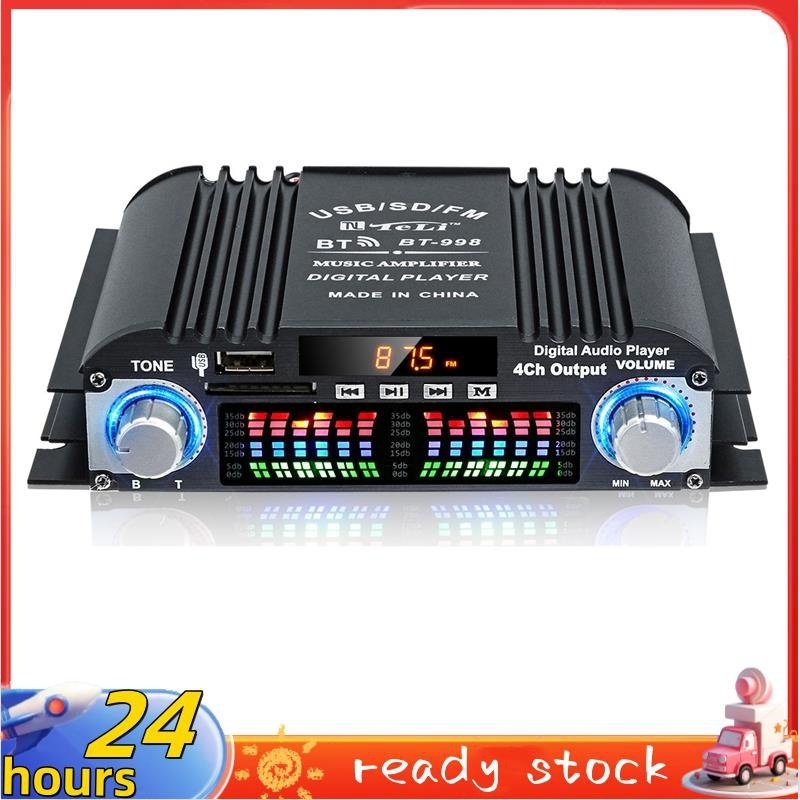 BT-998 HIFI Digital Audio Amplifier LCD Display Classd Power Amplificador  Bluetooth Radio Car Home Speaker