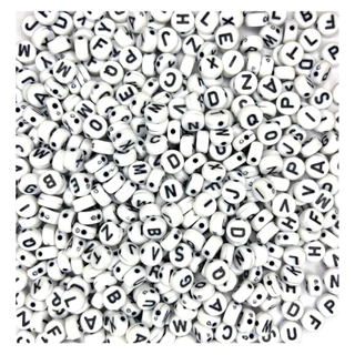 Miçangas Alfabeto 1000 Peças Letras Branca E Preta em Oferta na Shopee