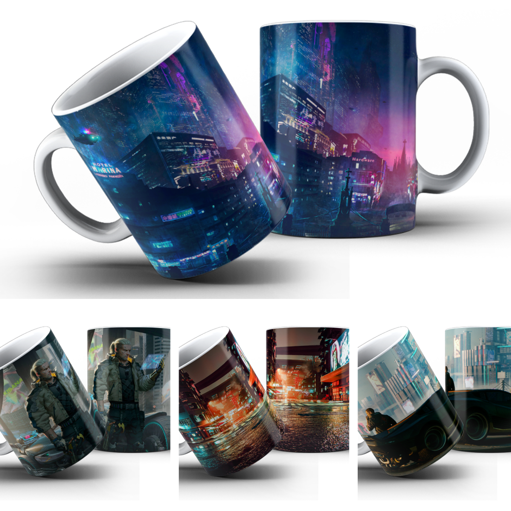 Caneca Cyberpunk 2077 Porcelana Cerâmica Presente Coleção Café Xícara Decoração Aniversário Amigo Lembrança