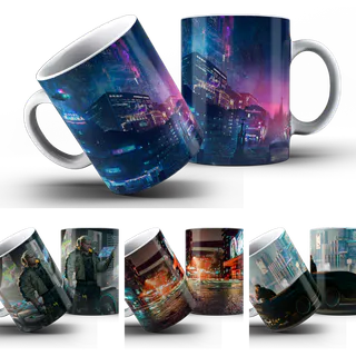 Caneca Cyberpunk 2077 Porcelana Cerâmica Presente Coleção Café Xícara Decoração Aniversário Amigo Lembrança