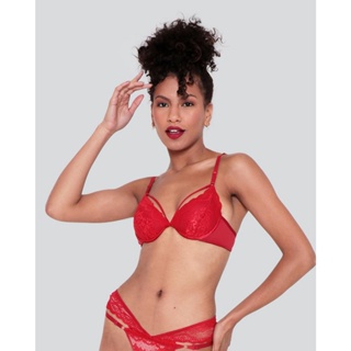Sutiã Push Up Strappy Renda Com Bojo Vermelho