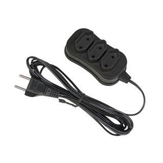 Extensão elétrica 3 metros 3 tomadas bivolt preto Force Line