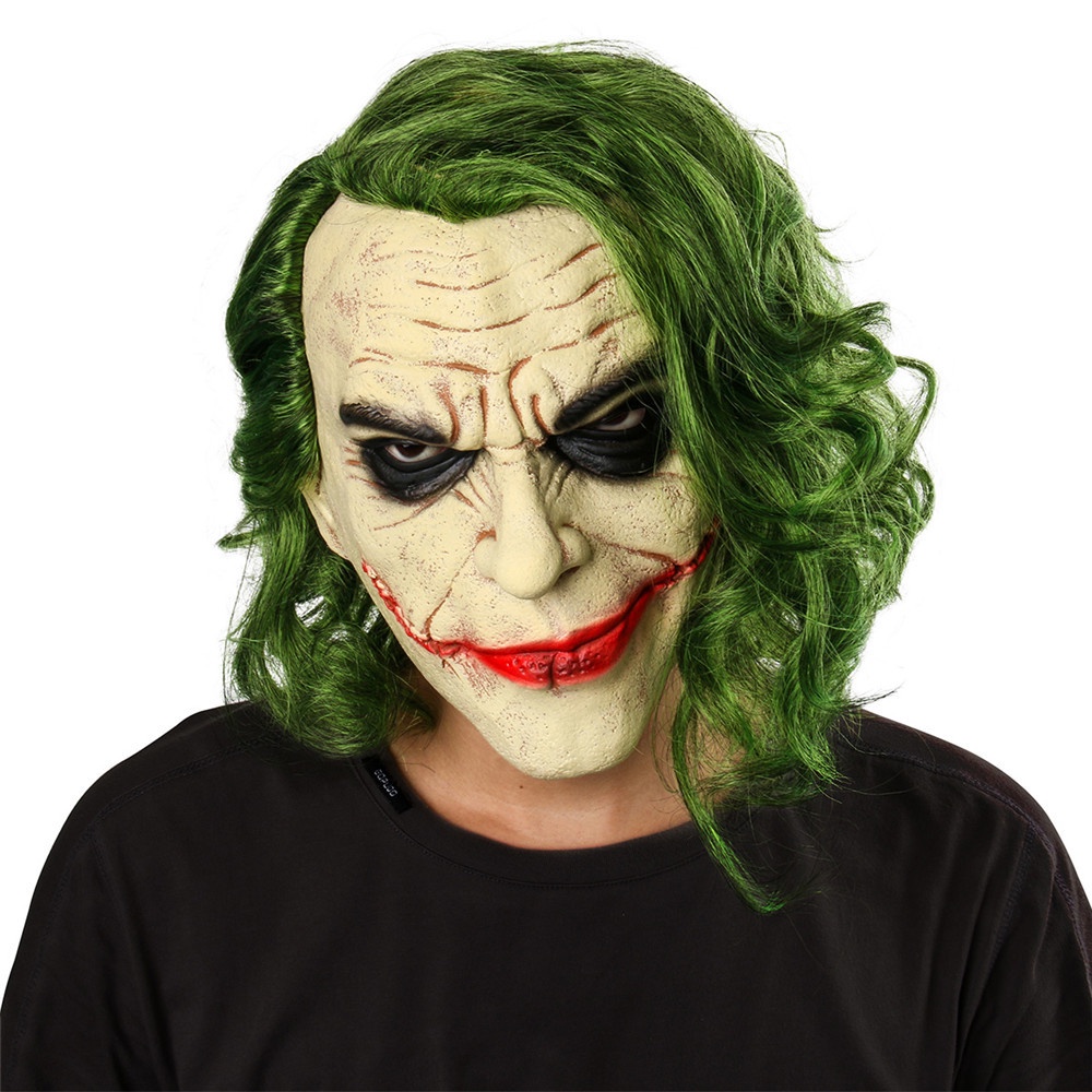 Máscara De Coringa De Halloween Cosplay Horror Assustador De Palhaço Com Cabelo Verde