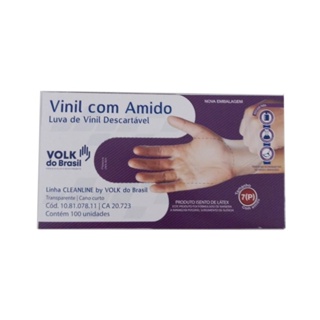 Luva De Vinil Volk Com Amido c/100un Tam. P