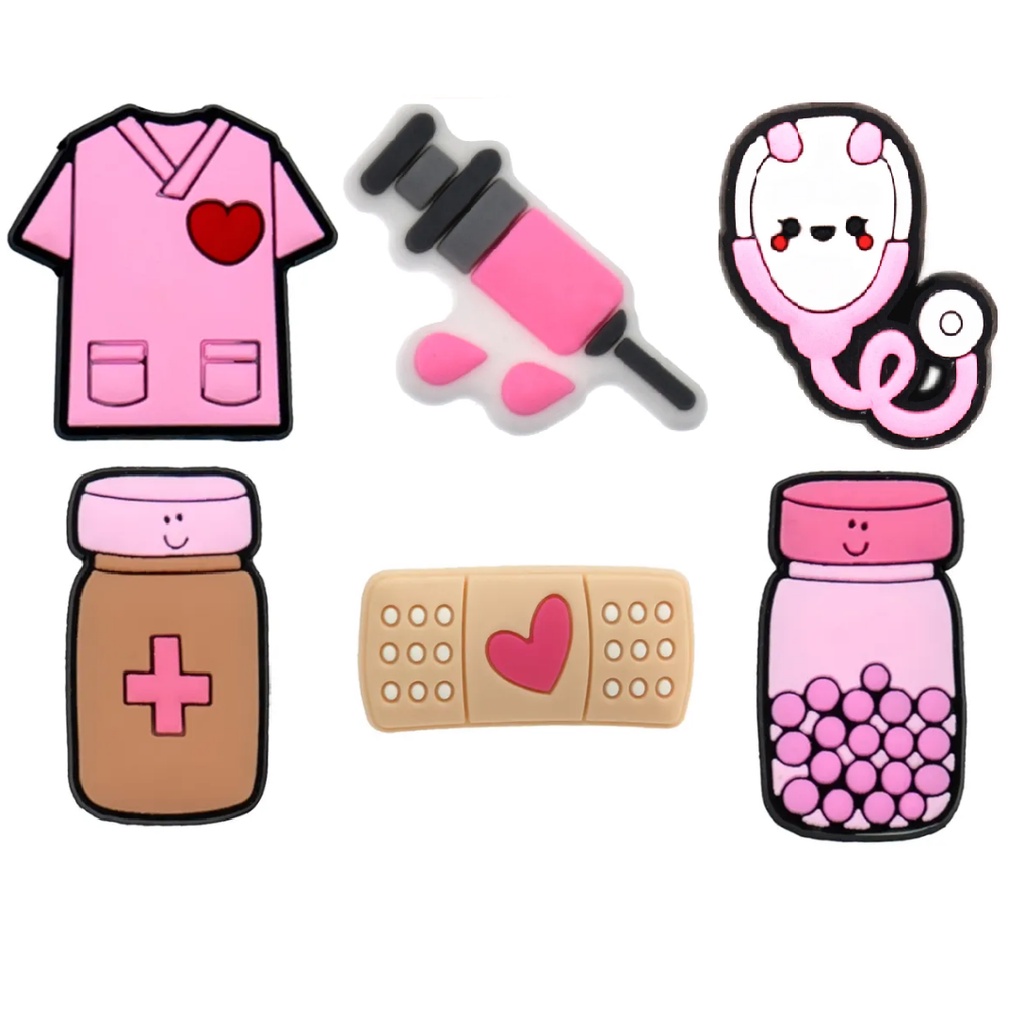 Pins Para Crocs Enfermargem Medicina Kit 06 Unid.