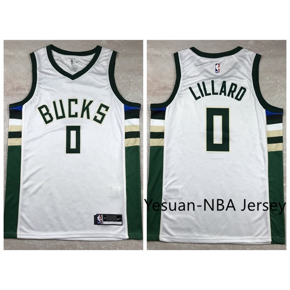 2023/24 Bucks LILLARD #0 Off-White NBA Jerseys