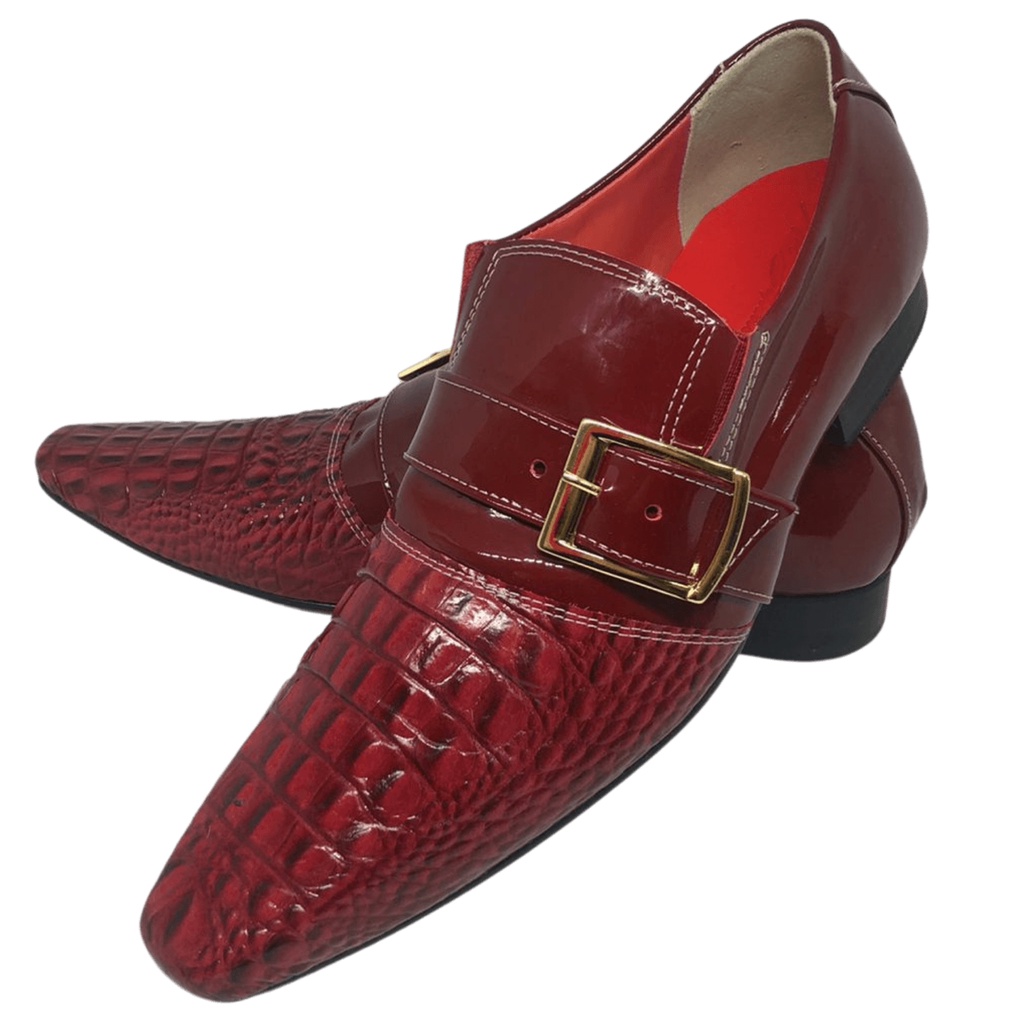 Sapato Masculino Italiano em Couro Social Executivo Vermelho Ref