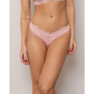 Calcinha Feminina Biquíni Tule Estampado Rosa