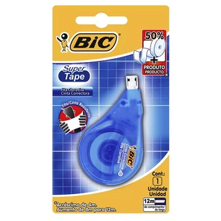 Corretivo em fita Super Tape 4.2mm x 12m c/ 1 unid Bic em Oferta na Shopee