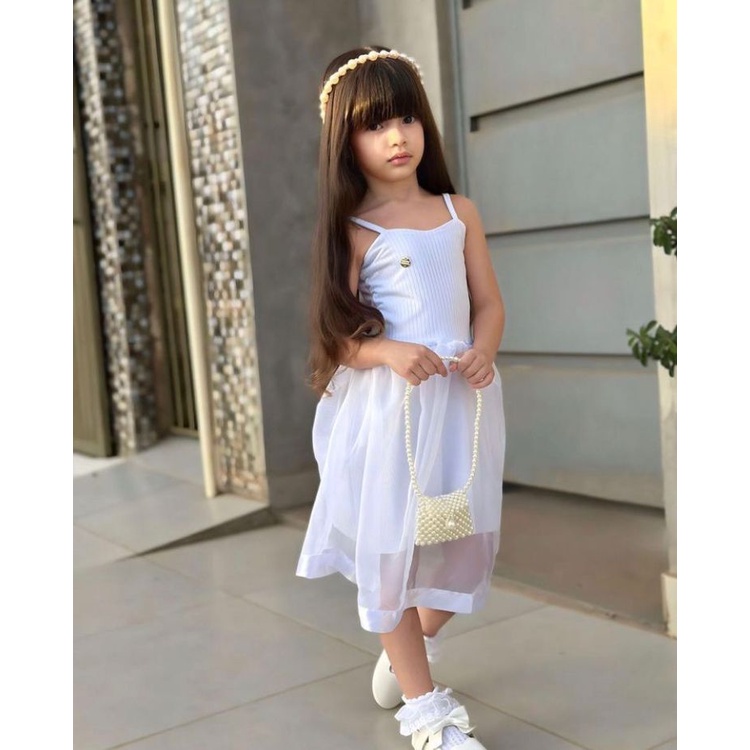 Vestido infantil branco ano novo reveillon festa Shopee Brasil