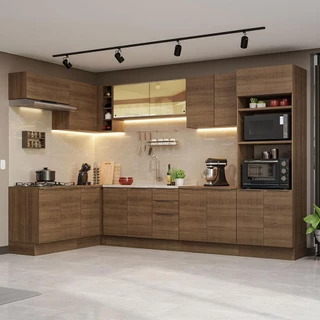 Armário de Cozinha Completa de Canto 499cm Rustic Stella Madesa 03 em Oferta na Shopee