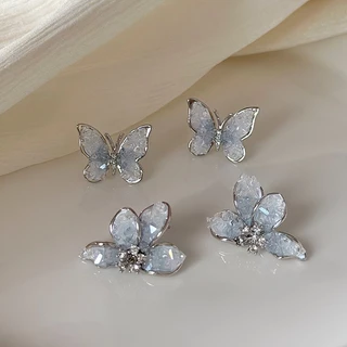 Brinco De Luxo Borboleta Zircon Crystal Stud Para Acessórios De Feminino Bijuteria Ins Girl New 2024