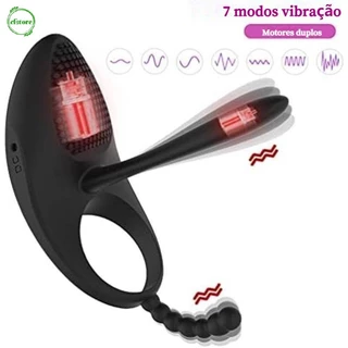 Anel Vibratório Peniano CF Com Estimulador Clitoriano Vibrador Língua Usável Contas Anal ,