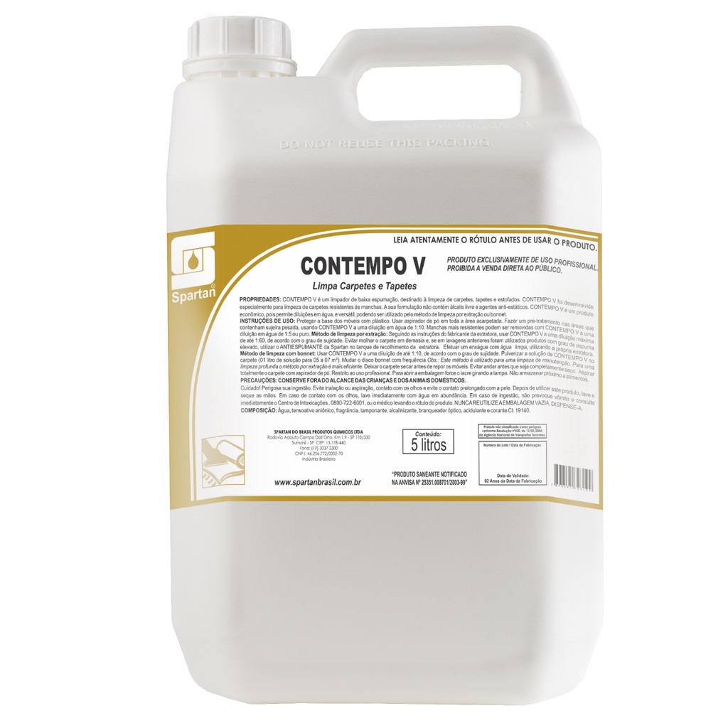 Limpador Neutro para Carpetes CONTEMPO V 5 Litros SPARTAN