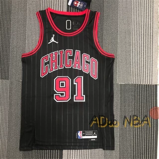 Hot pressed 75th Anniversary Camisa NBA Chicago Bulls #91 Dennis Rodman black Statement Edition De Basquete Jersey