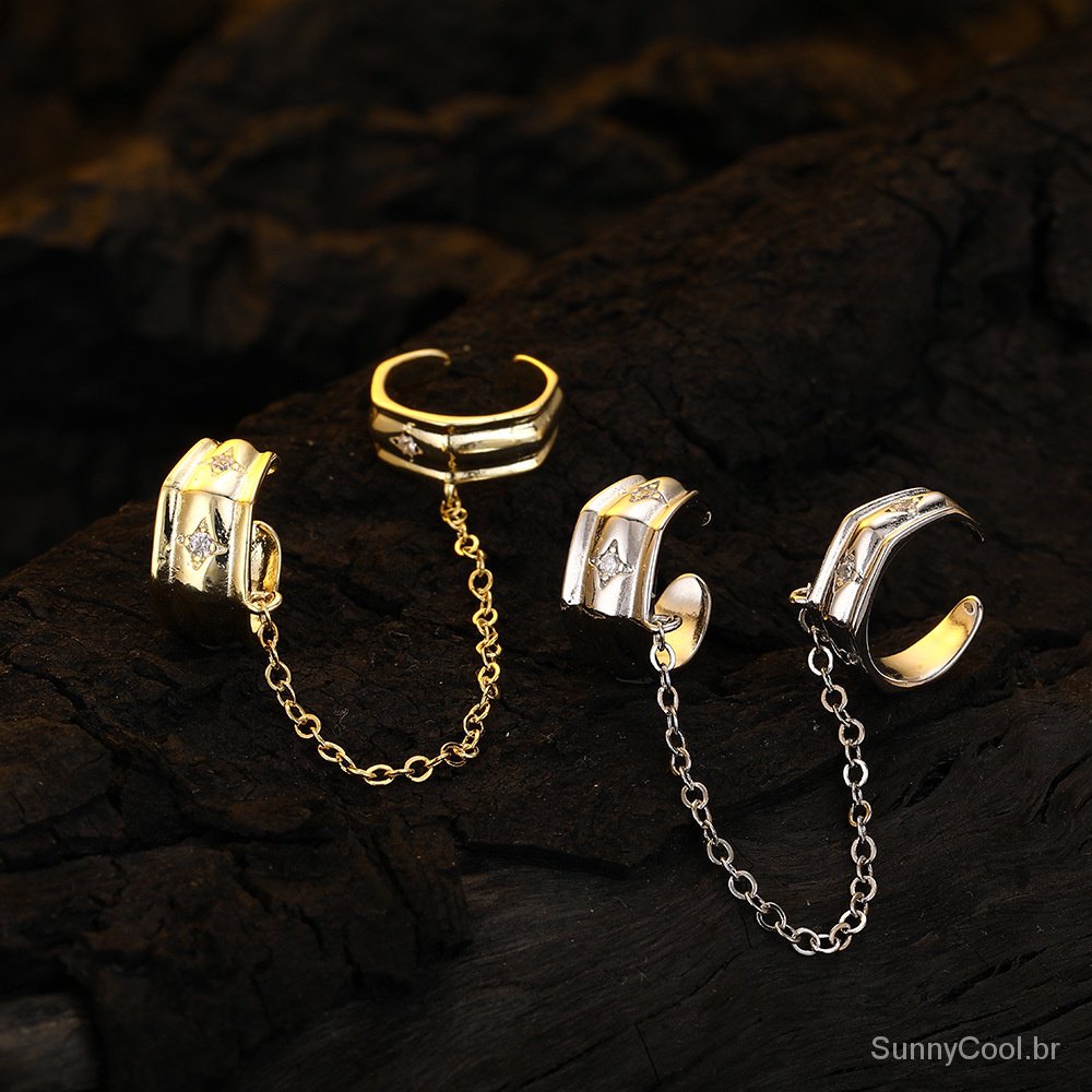 Design de nicho S925 Brinco de franja geométrica de prata esterlina Brinco de orelha sem buraco Personalidade Moda estilo simples Brincos de joalheria