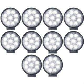 Kit 10 Farol Milha 9 Led 48w 12v/24v Redondo Off-road 6000k Reforçado Agrícola Caminhão carro Barco Resistente a agua