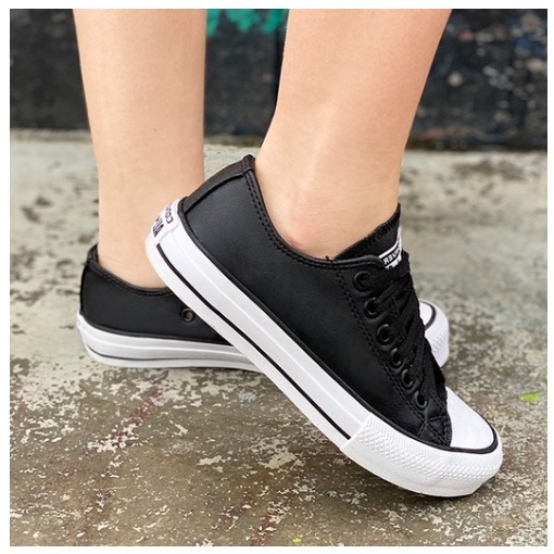 Tenis all star 2024 feminino preto couro