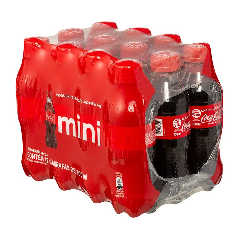 Pack Refrigerante Coca Cola Mini Garrafa 12 Unidades 200ml
