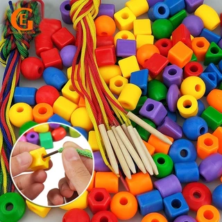 25/40/60Pcs Kids String Beads Toy Rope Threading Toys Montessori Fine Motor Skill Concentração Infantil Educação