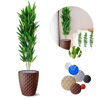 Planta Artificial Bambu Da Sorte Real Toque Com Vaso Decor