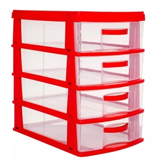 Gaveteiro Organizador de Mesa Multiuso Plástico Max Vermelho 2044 - Jaguar