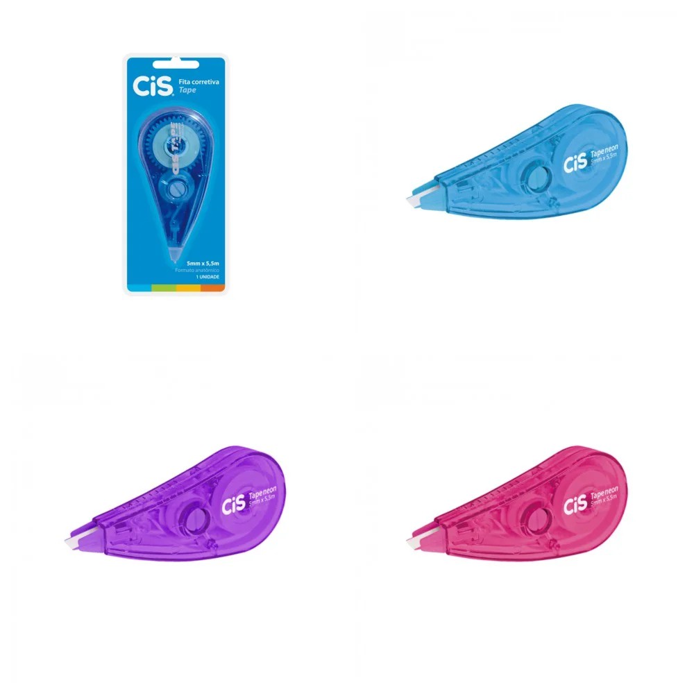 Fita Corretiva Tape Neon Sortidos 5mm x 5,5m - CIS