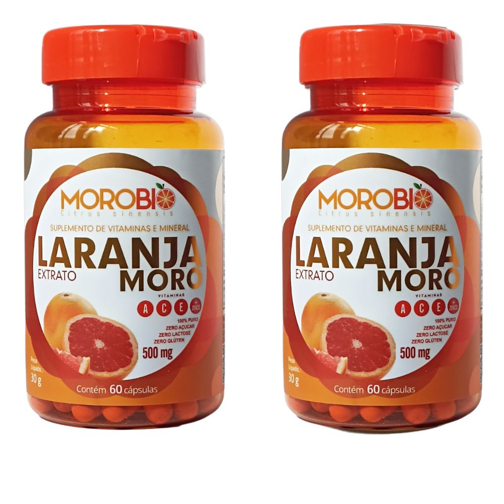 Kit 2 Suplemento Alimentar - Morobio Extrato De Laranja Moro 60 Cápsulas 500mg - Matéria prima importada!