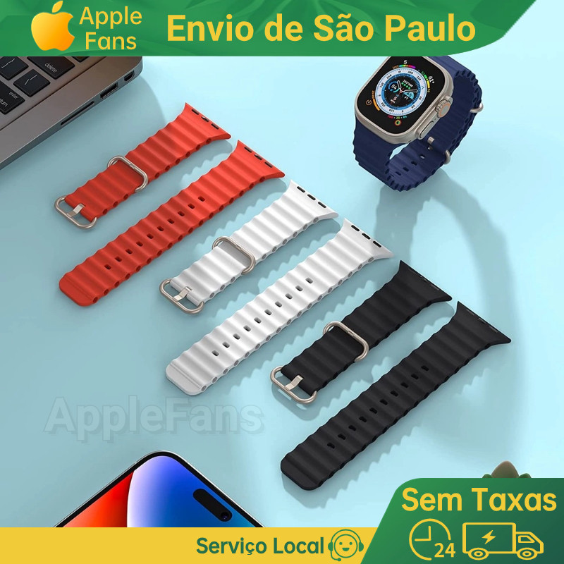 Pulseira de smartwatch pulseira De Silicone Ocean Straw Capaz Para Relógio Apple Série 8 7 Ultra Replacement 42mm 44mm 45mm(Relógio não incluído)