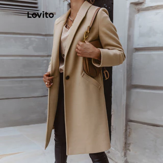Lovito Casaco Casual Com Bolsos Lisos E Manga Comprida Com Frente Aberta Para Mulheres LNX07219 (Tan/Preto) em Promoção na Shopee Lovito Casaco Casual Com Bolsos Lisos E Manga Comprida Com Frente Aberta Para Mulheres LNX07219 (Tan/Preto)