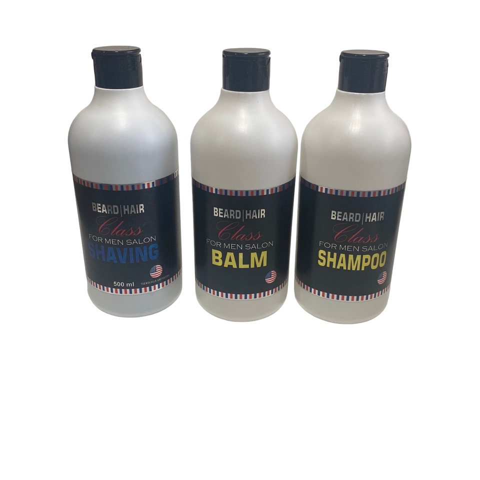 Kit Salão Shampoo 500ml, Balm 500ml, Shaving 500ml - Salon Black