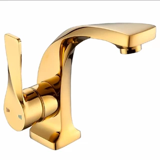 Torneira Banheiro Cruva Misturador Monocomando Baixa Dourado