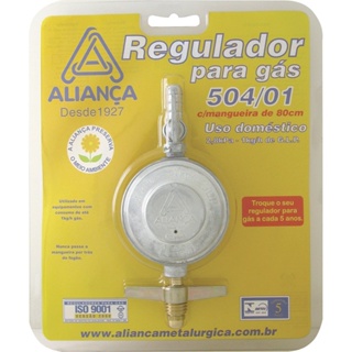 Regulador para Gás Aliança 504/01, Médio, com Mangueira Blister, 80cm