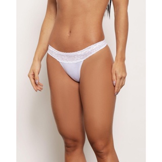 Calcinha Feminina String Com Renda Branca