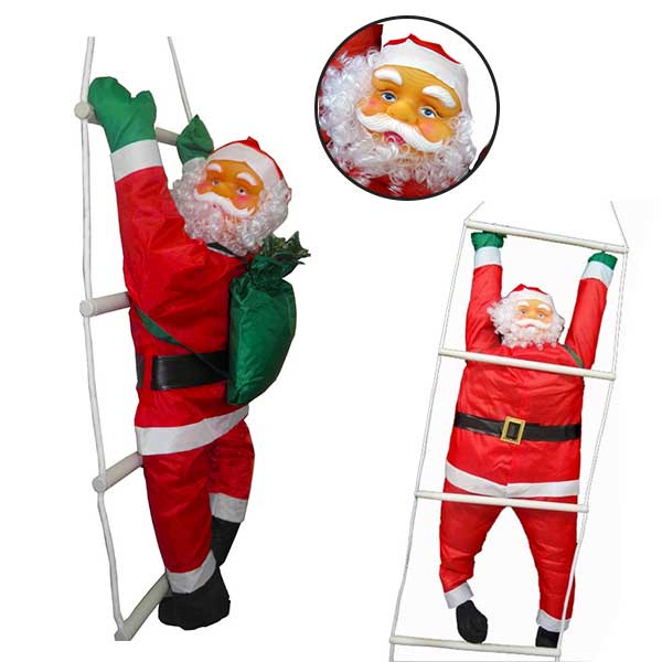Papai Noel Subindo Escada Natal Decoracao Grande 74 cm Altura Natalino (BSL-36041-11)