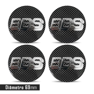 Jogo 4 Emblema Roda BBS Carbono Com Preto 69mm