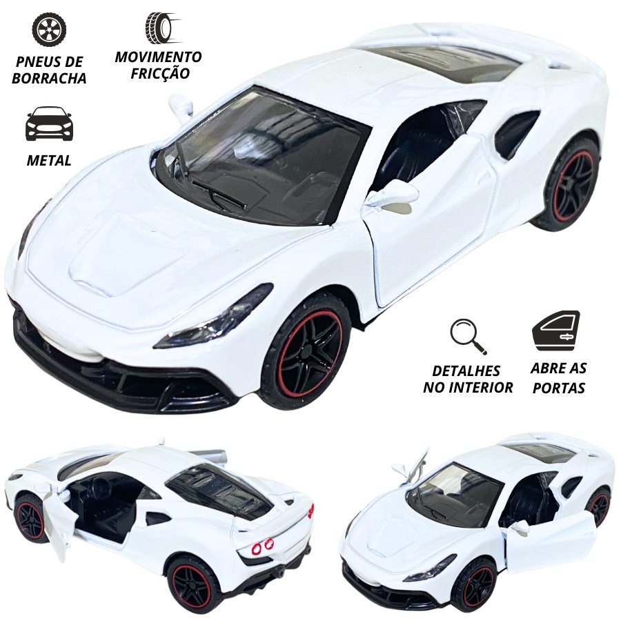 Ferrari F8 Tributo Miniatura Carrinho de Ferro Abre Portas