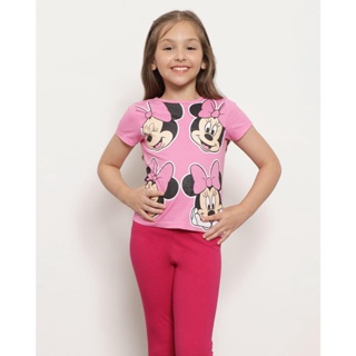 Camiseta Bebê Manga Curta Disney Estampa Minnie Rosa