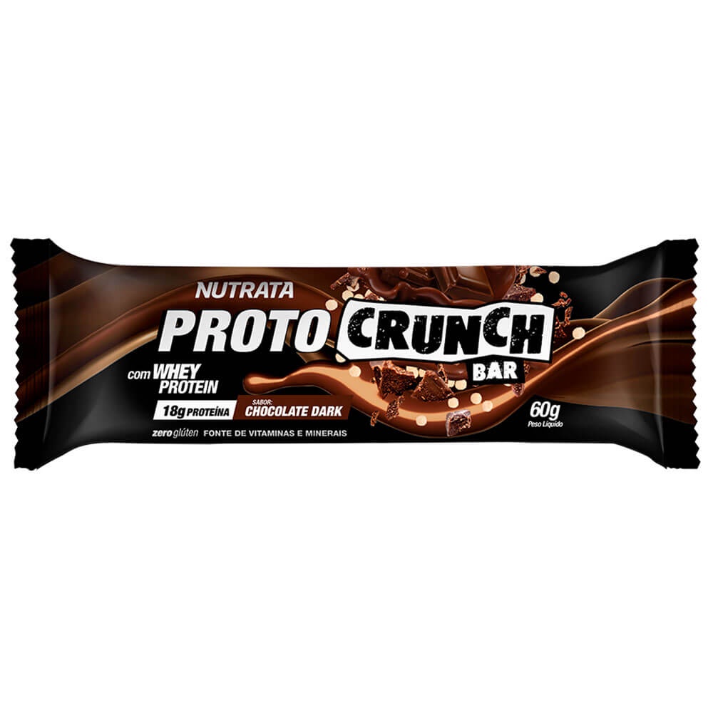 PROTO CRUNCH CHOCOLATE DARK BAR COM WHEY PROTEIN 60g – NUTRATA