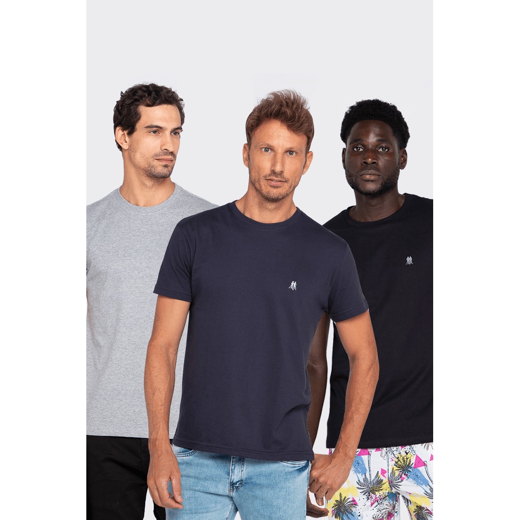 Kit 3 Camisetas Masculinas Básicas Polo Wear Sortido