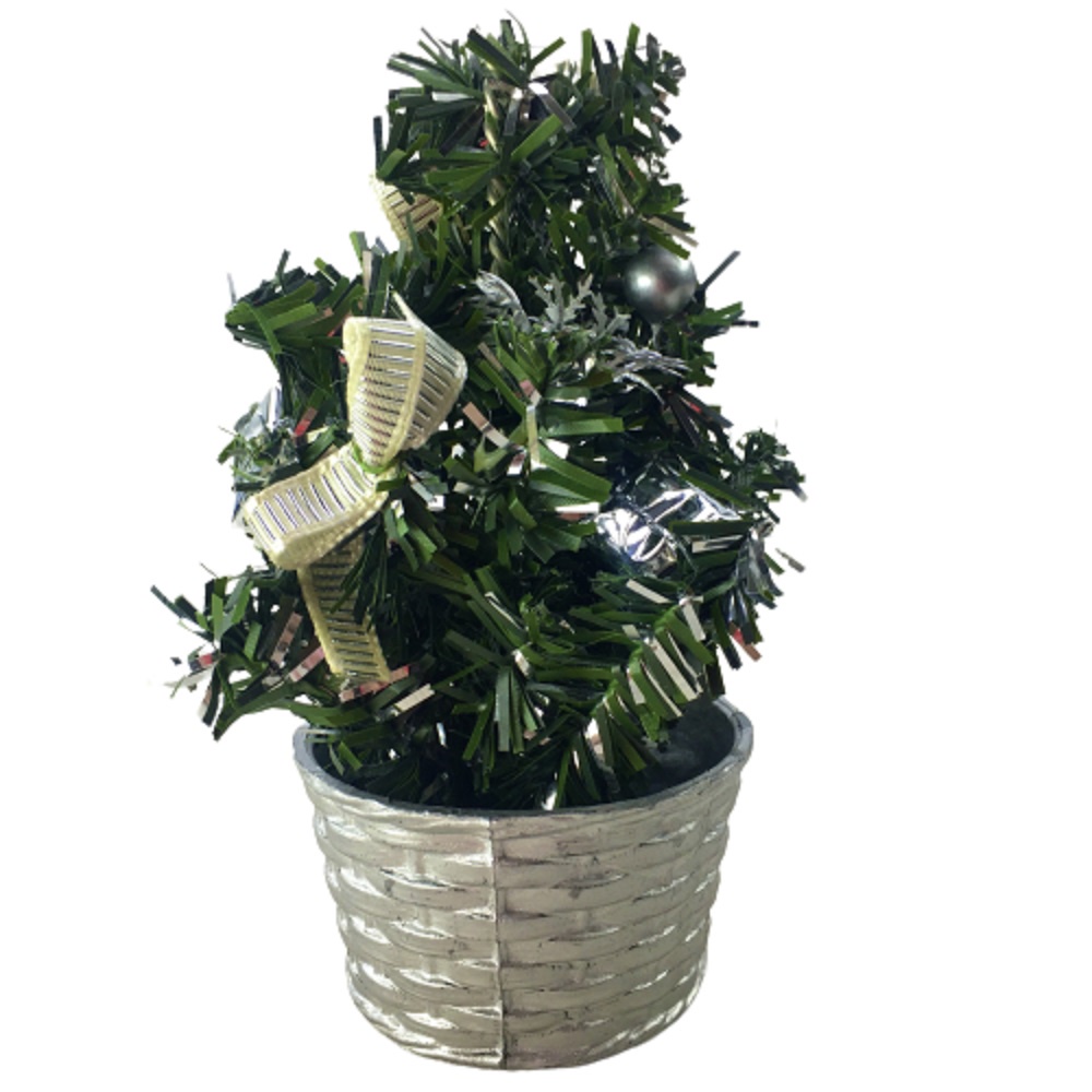 MINI PINHEIRINHO ARVORE DE NATAL DE MESA 20CM DETALHE PRATA - FARTEX